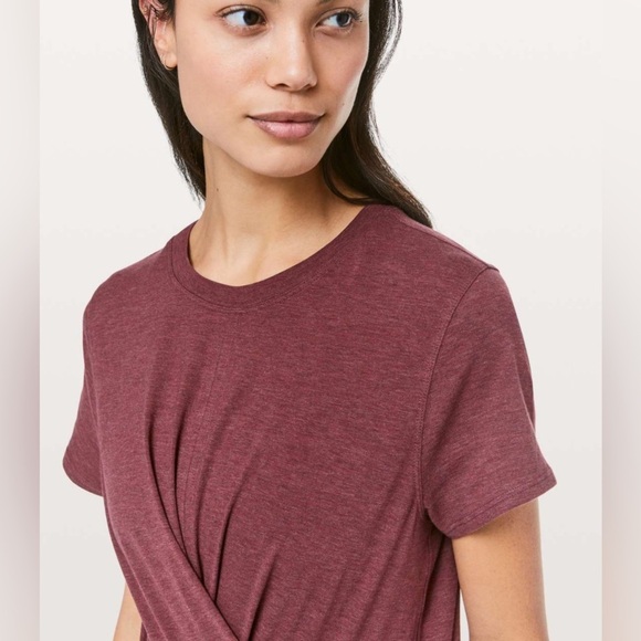 Lululemon Time To Restore Short Sleeve | Heathered Dark Sport Red | Size 6 - Picture 5 of 9